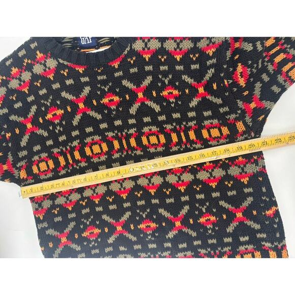 Gap Vintage Sweater Womens Medium Black Striped Retro Pullover Crewneck X's - Picture 14 of 16
